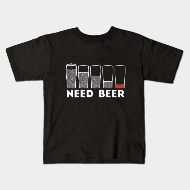 Need Beer low battery alcohol joke Kids T-Shirt by RedYolk